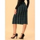 thumbnail image 5 of INSPIRE CHIC Falda Con Hendidura Elástica Tejida Con Espalda Elástica De Línea Recta Con Patrón A Cuadros Para Mujer Verde S, 5 of 6