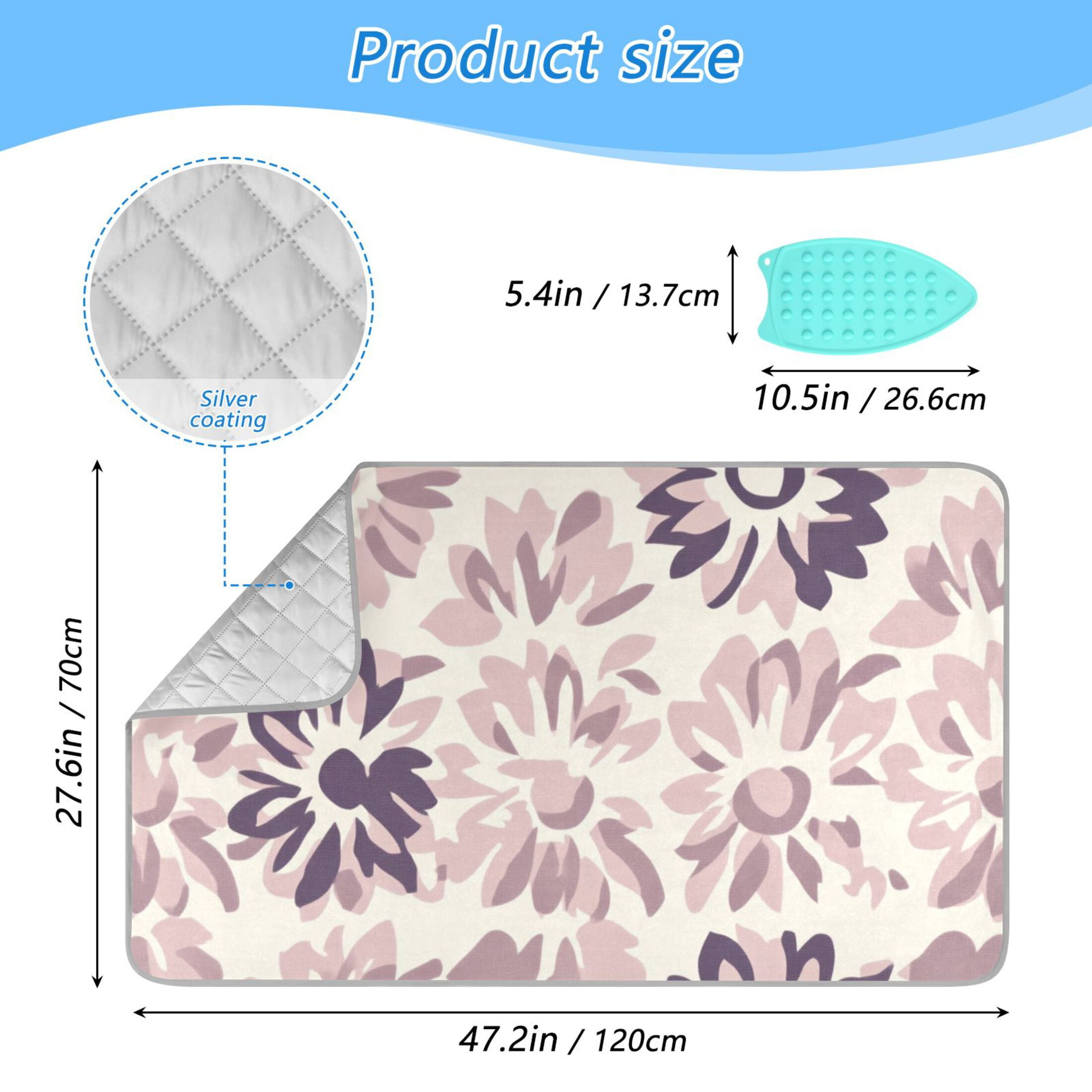 Floral in Purple and Gray Tones Ironing Mat Blanket for Table Top Travel Portable Ironing Board Pad 47.2x27.6 Inch