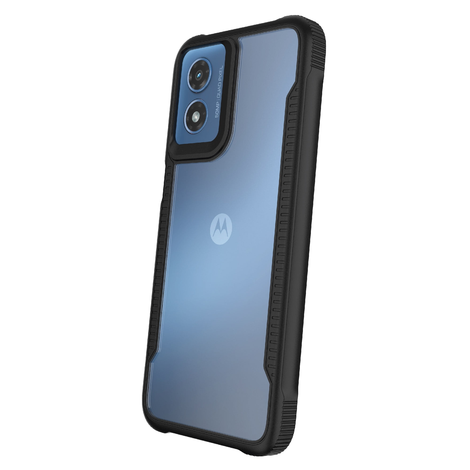 onn Dual-Layer Phone Case for Motorola moto g PLAY (2024) - Black/Clear