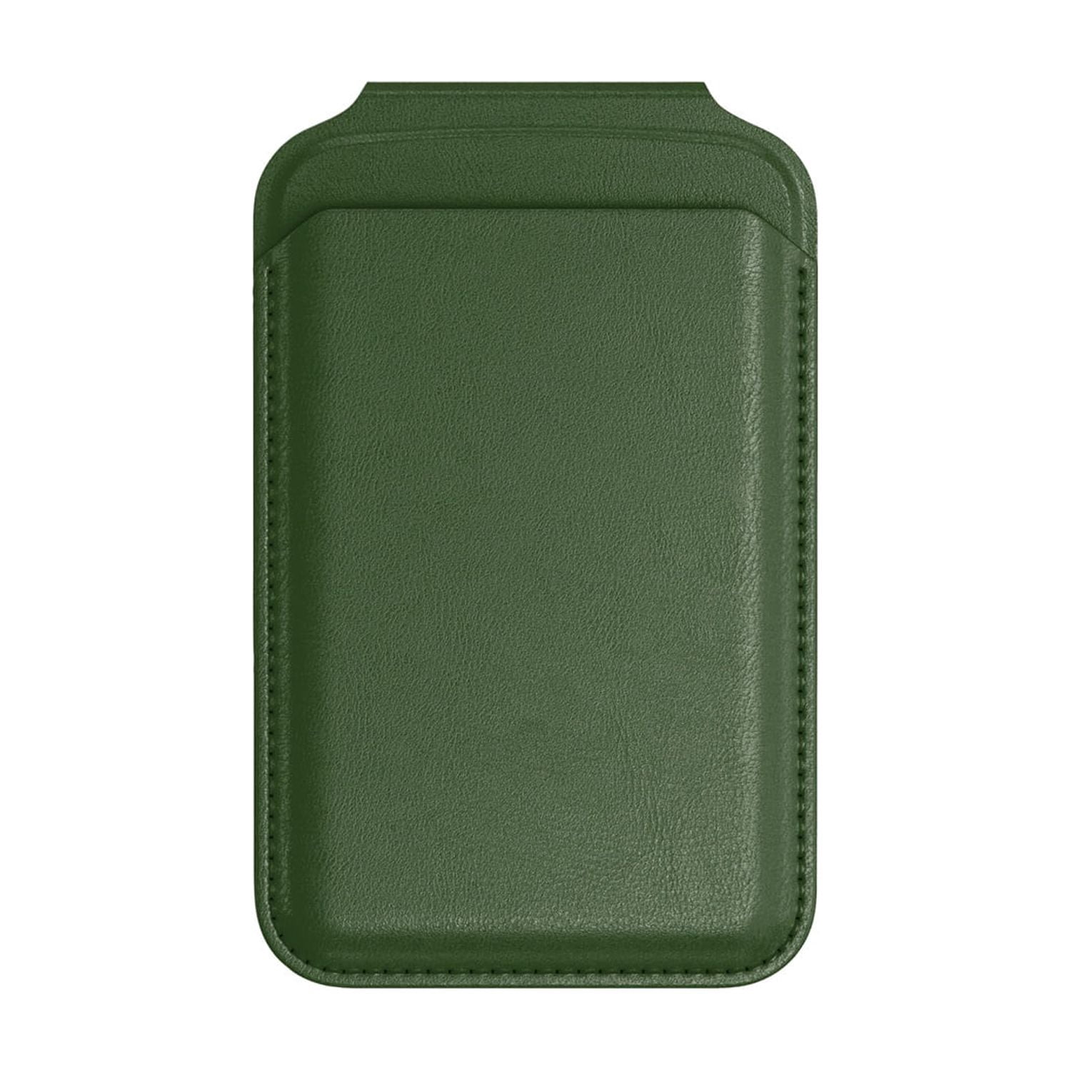 Magnetic Leather Card Pocket Holder with Adjustable Stand - Green