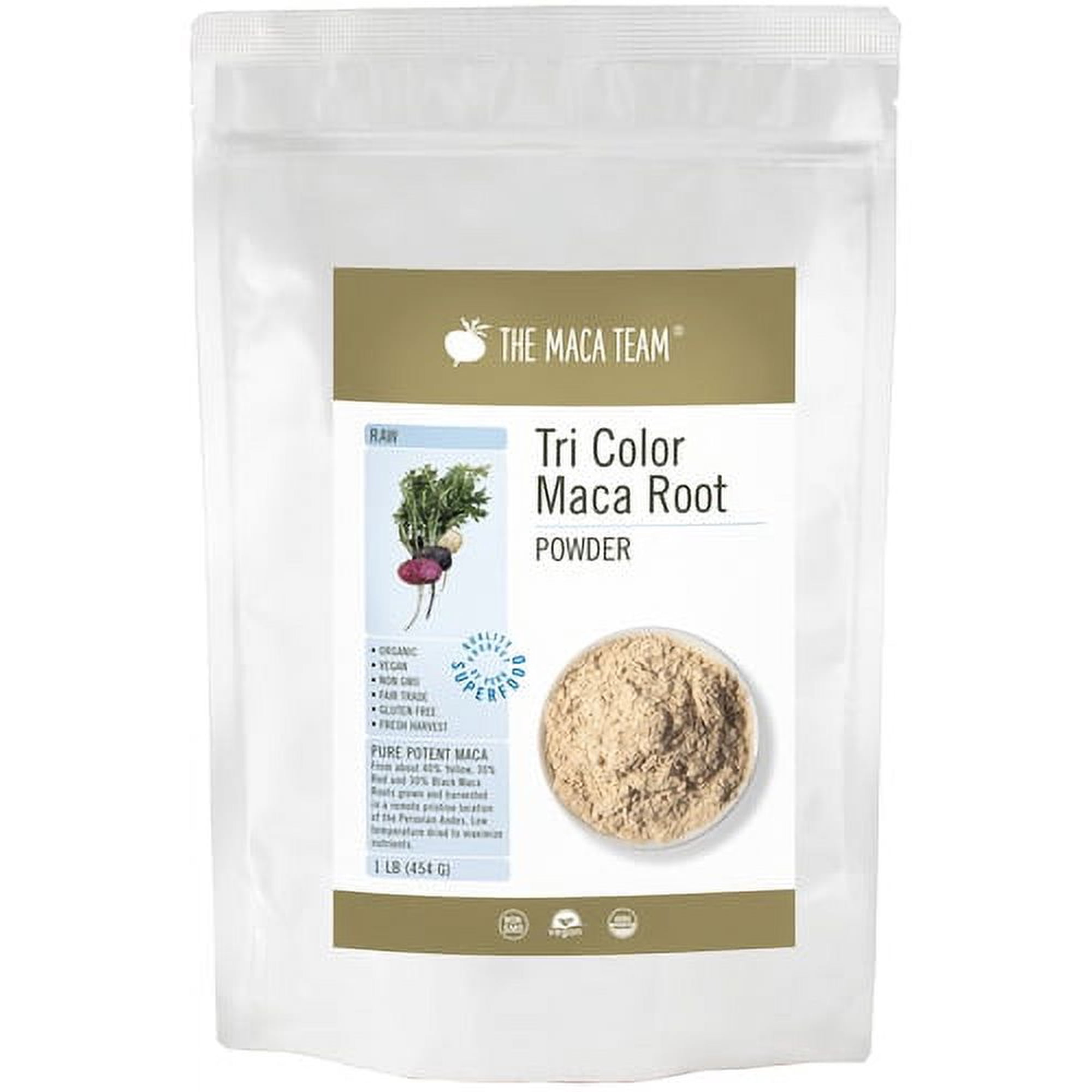 Organic Raw Tri-Color Maca Powder 1 lb