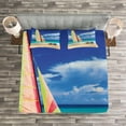 thumbnail image 3 of Ambesonne Holiday Quilted Bedspread Set 3 Pcs, Ocean Sailing Exotic, Queen Size, Blue Cream, 3 of 3