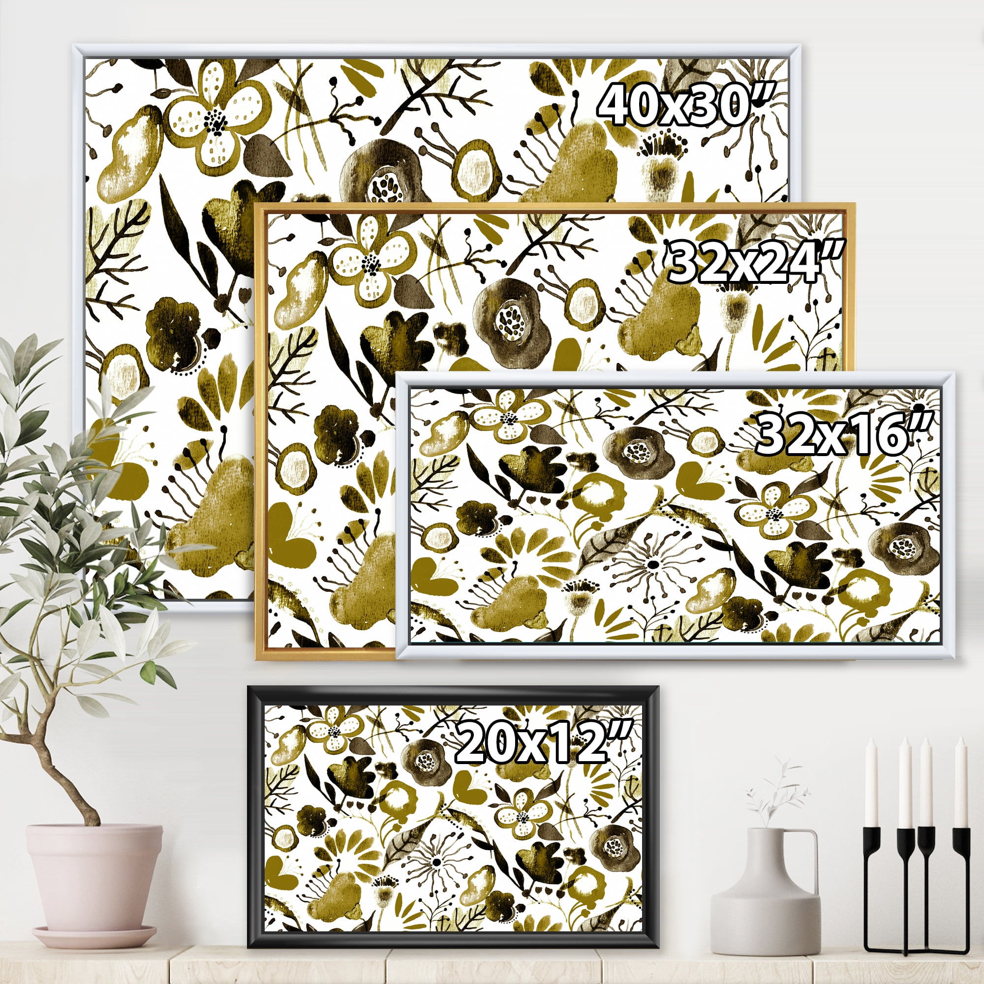 Designart 'Vital Abundance Of Wildflowers II' Modern Framed Canvas Wall Art Print