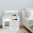 thumbnail image 2 of ChicHomey Modern Bedside Table, 16.9x10.2x23.6in Multi-Storage, 2 Drawers & Open Shelf,Rounded Edges, White Irregular Cube for Bedroom/Living Room, 2 of 13