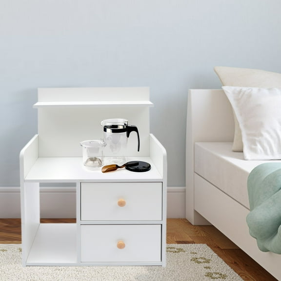 Modern White Nightstand - 16.9"L×10.2"W×23.6"H, 50lbs Load, Multi-Storage for Bedroom & Living Room