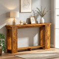 thumbnail image 2 of Distressed Brown Console Table, 63" Long Narrow Sofa Table with Open Shelf, Anti-Tip Strap, Heavy-Duty MDF Tabletop for Small Spaces (Living Room/Hallway), 2 of 7