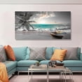 thumbnail image 2 of Beach Sea Wave Pictures Canvas Wall Art For Living Room Bedroom Wall Decor,Sea Wave Wall Art Print Paitnings For Home Decor,Morden Artwork Palm Boat Canvas Art Waterproof Ready To Hang, 2 of 3