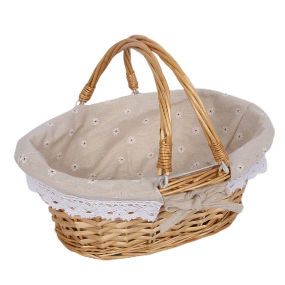 Kitchen & Dining Woven Basket sturdy Portable Rattan Picnic Basket for Bathroom