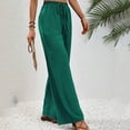 thumbnail image 6 of Sngxgn Woman Pants Women Casual Pants Solid Drawstring Elastic Waist Long Straight Pants(Green,L), 6 of 7