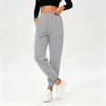 thumbnail image 3 of Joggers for Women Solid Color Elastic High Waist Casual Athletic Tapered Pants with Pockets Womens Sweatpants, 3 of 8