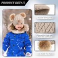 thumbnail image 3 of Kids Winter Pompom Hat Knitted Ski Beanie Hat Double Pom Beanie Cap for Girls Boys, for 1-3 Years Old, 3 of 7