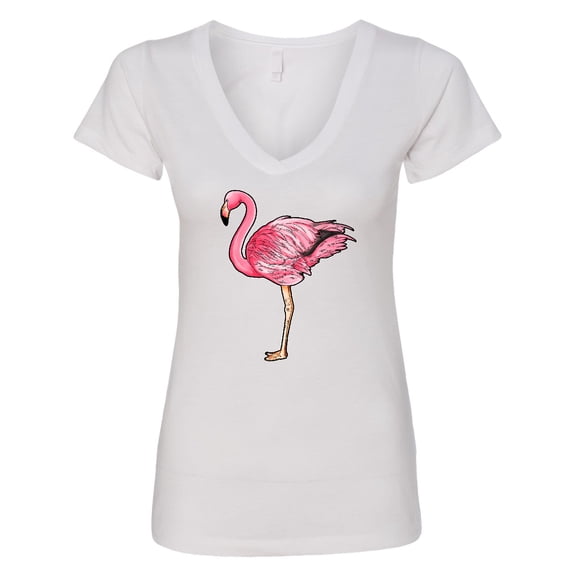Inktastic Pink Flamingo Women's V-Neck T-Shirt