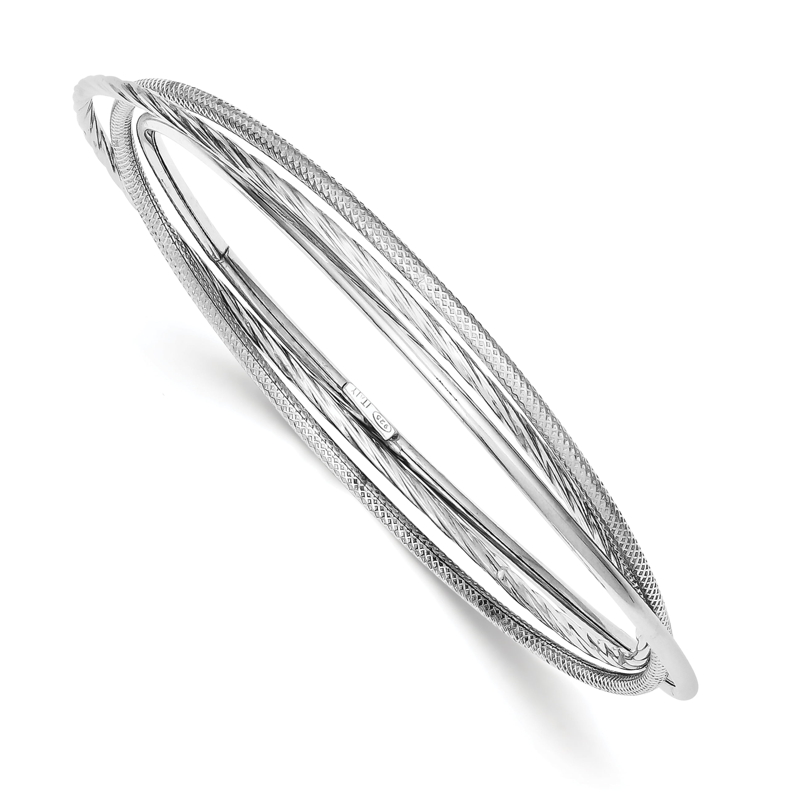 Sterling Silver Rhodium Plated Twisted Intertwined Bangle Bracelet Jewelry 