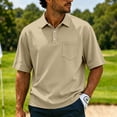 thumbnail image 2 of Hearthz Polo T Shirts for Men Lapel Collar Men's Shirts Short Sleeve Breathable Business Big and Tall Mens Golf Polo Shirts with Pocket Light Brown XL, 2 of 9