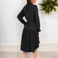 thumbnail image 3 of Women's High Neck Tiered Swing Dress with Long Sleeves- Medium, Black, 3 of 4