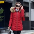 thumbnail image 4 of Versión coreana de invierno de la chaqueta acolchada de algodón larga y delgada para mujer, chaqueta acolchada de algodón con cuello de piel grande y plumón para mujer, 4 of 5