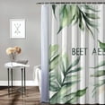 thumbnail image 2 of Orinice Get Naked Green Leaves Shower Curtain Tropical Gold Plant Watercolor Leaf Botanical Palms Monstera Banana Leaves Fabric Polyester Bath Curtains Bathroom Set with Hooks 69x72, 2 of 7