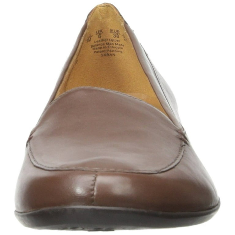 NATURALIZER Womens Brown N5 Comfort System Flexible Soleplate Cushioned Saban Block Heel Slip On Leather Flats 9 M Walmart