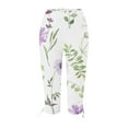 thumbnail image 4 of Bigersell Capris Pants for Women Elastic Waist Capris Pants Floral Printed Cropped Pants Stretchy Yoga Capris Leggings Beach Crop Pants Side Drawstring Capris Leggings Short Pants Green-R L, 4 of 5