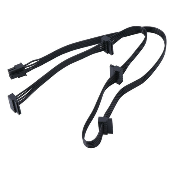Power Modular Cable 6pin To Sata x4 Elbow Black Flat Cable PCIE 6P Module Cable