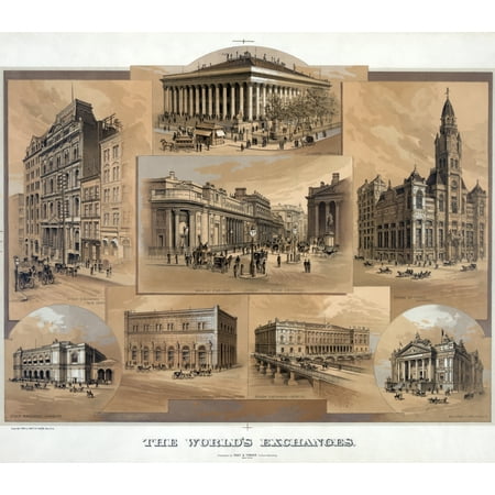 Stock Exchanges 1886 Nvarious Stock Exchanges Around The World Featuring Those Of Hamburg Frankfurt Berlin Brussels Chicago London New York And Paris Lithograph American C1886 Poster Print by (Best Camping Around Chicago)