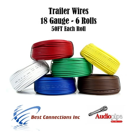 6 Way Trailer Wire Light Cable for Harness LED 50ft  Each Roll 18 Gauge 6 (Best Way To Hide Tv Cables On A Brick Wall)