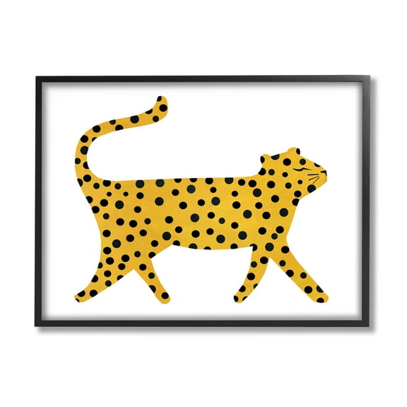 Stupell Industries Whimsical Cheetah Polka Pattern Graphic Art Black Framed Art Print Wall Art, Design by Emily Kopcik