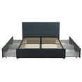 Novogratz Kelly Upholstered Storage Bed Frame, Queen, Dark Blue Linen