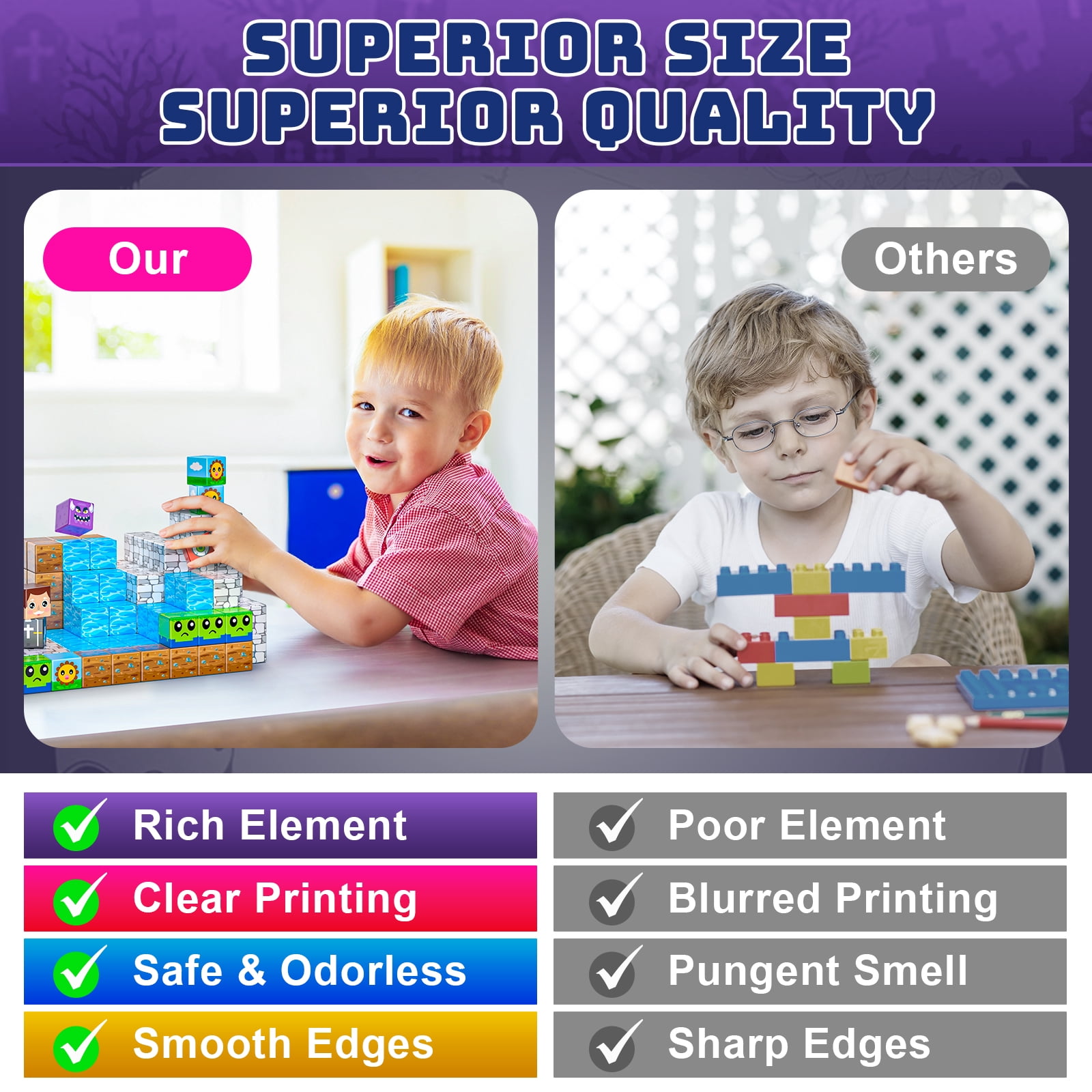 Sbekiev Magnetic Blocks 84PCS Magnetic Building Cube Game, Constructions Toys for Boys & Girls Age 3-4, 5 6 7 8 9 10,Sensory Tiles Building Birthday for Toddlers