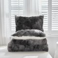 thumbnail image 5 of Luxury Faux Fur Shaggy Comforter Set King Size, Plush & Reversible Comforter Tie Dye Black, 3 Pieces Fluffy Fuzzy Bedding Set Ultra Soft and Warm for Winter (1 Comforter + 2 Pillowcases), 5 of 7