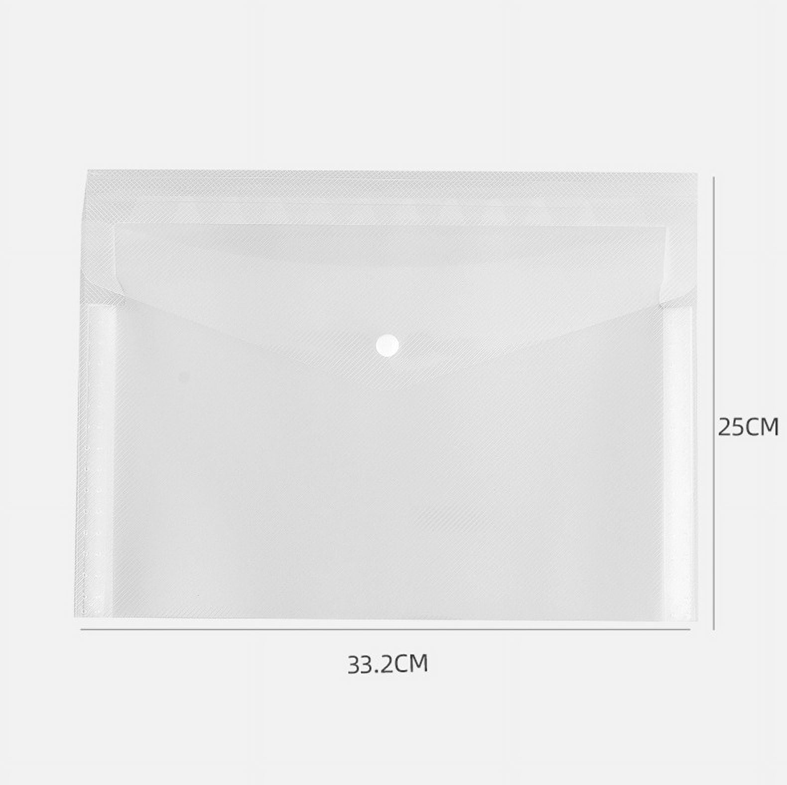 Namzi 5 Pack 12 Pockets Clear Document Folders Plastic Envelopes Poly Envelopes File Envelopes with Label Pocket and Snap Button for Home Work Office Organization, Letter Size/A4 Size, White