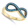 thumbnail image 4 of Gold-Tone Infinity Simulated Turquoise Knot Ring .925 Sterling Silver Band Blue CZ Female Size 5, 4 of 4