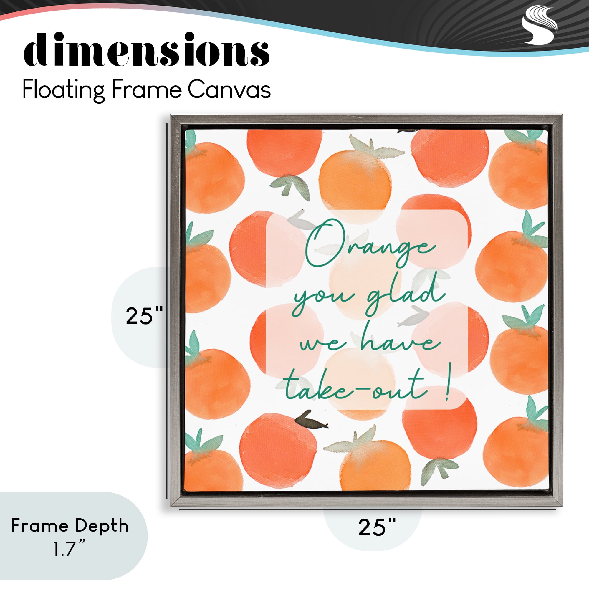 Stupell Industries Orange You Glad Gray Framed Floater Canvas Wall Art, design by Emily Navas