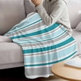 thumbnail image 3 of Grey Blue Striped Blanket Soft Cozy Warm Throw Blanket for Couch, Plush Fuzzy Flannel Fleece Blankets for Sofa, Farmhouse Stripes Modern Abstract Art Bed Blankets Lightweight Gifts for Women, 50"x80", 3 of 9