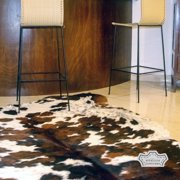 Original Tricolor Cowhide Rug, 6x8 ft, Genuine Leather, Natural Cowhide for Modern & Rustic Decor