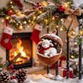 Goat Christmas Ornament, 2D Acrylic Hanging Decoration with Acorn and ...