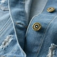 thumbnail image 4 of Vrotazzy Toddler Girls Boys Denim Down Jacket With Button Pocket Top Coat for Baby Kids Winter Outerwear,Sizes 12-18 Months, 4 of 7