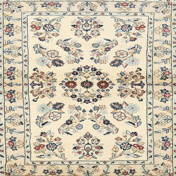 Ahgly Company Indoor Square Traditional Vanilla Gold Persian Area Rugs, 7' Square