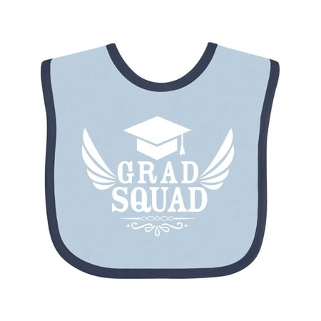 

Inktastic Grad Squad with Graduation Cap and Wings Gift Baby Boy or Baby Girl Bib