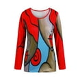 thumbnail image 2 of Gvmfive Women's Long Sleeve Round Neck Tunic Top Casual Printed Shirts with Pocket, 2 of 5