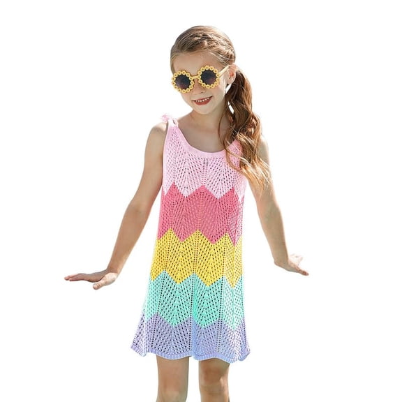 Vestido de cobertura de punto arcoíris para niña CHILDRENSTAR, talla 6-7
