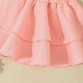 thumbnail image 7 of Odeerbi Toddler Girls Spring Fall Outfits Tulle Sleeve Shirt with Tiered Skirt Set College Style Solid Color V-neck Shirt Pleated Skirt Set Toddler Clothes Pink, 7 of 7