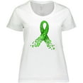 thumbnail image 3 of Inktastic Mental Health Awareness Ribbon with Green Hearts Women's Plus Size T-Shirt, 3 of 5