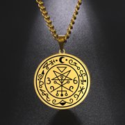 TEAMER Sigil of Lilith Gold Necklace Seal Supernatural Amulet Stainless Steel Gothic Unisex Adult
