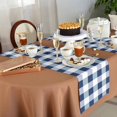 thumbnail image 6 of Table Runner 60 Inches Long for Kitchen Dining, Navy Blue White Buffalo Check Dresser Scarf Farmhouse, Dining Table Decorations for Wedding/Parties, Farmhouse Plaid Modern Geometric 13 x 60 In, 6 of 9