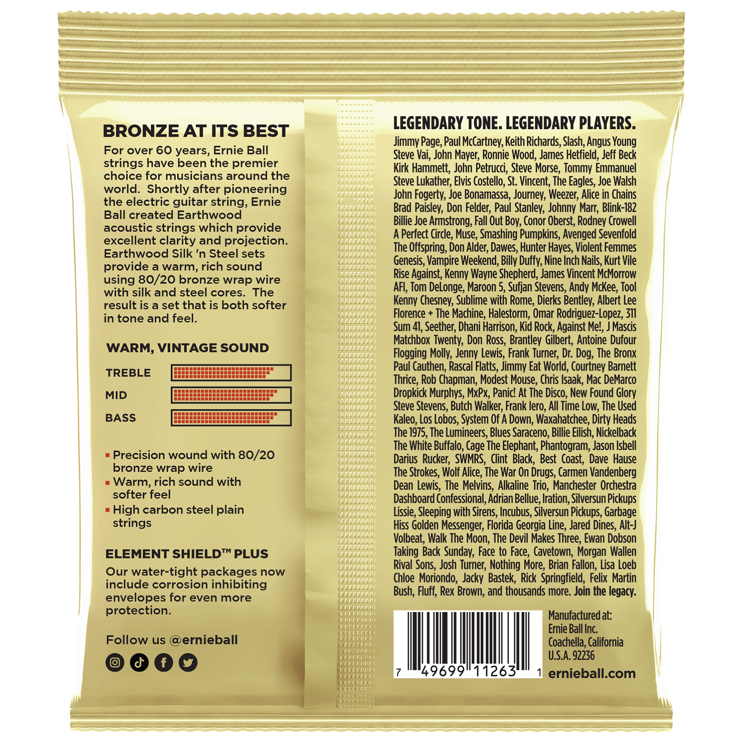 Ernie Ball Earthwood Silk Steel Extra Soft Acoustic Guitar Strings 3-Pack 10-50