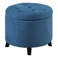 thumbnail image 1 of Pouf Rond Designs4Comfort en Velours Côtelé Bleu Pâle avec Pattes en Bois, 1 of 5