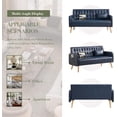 thumbnail image 3 of LAZZO 57" Loveseat Sofa, Faux Leather Tufted Couch with USB Ports and Side Pockets, Blue, 3 of 9