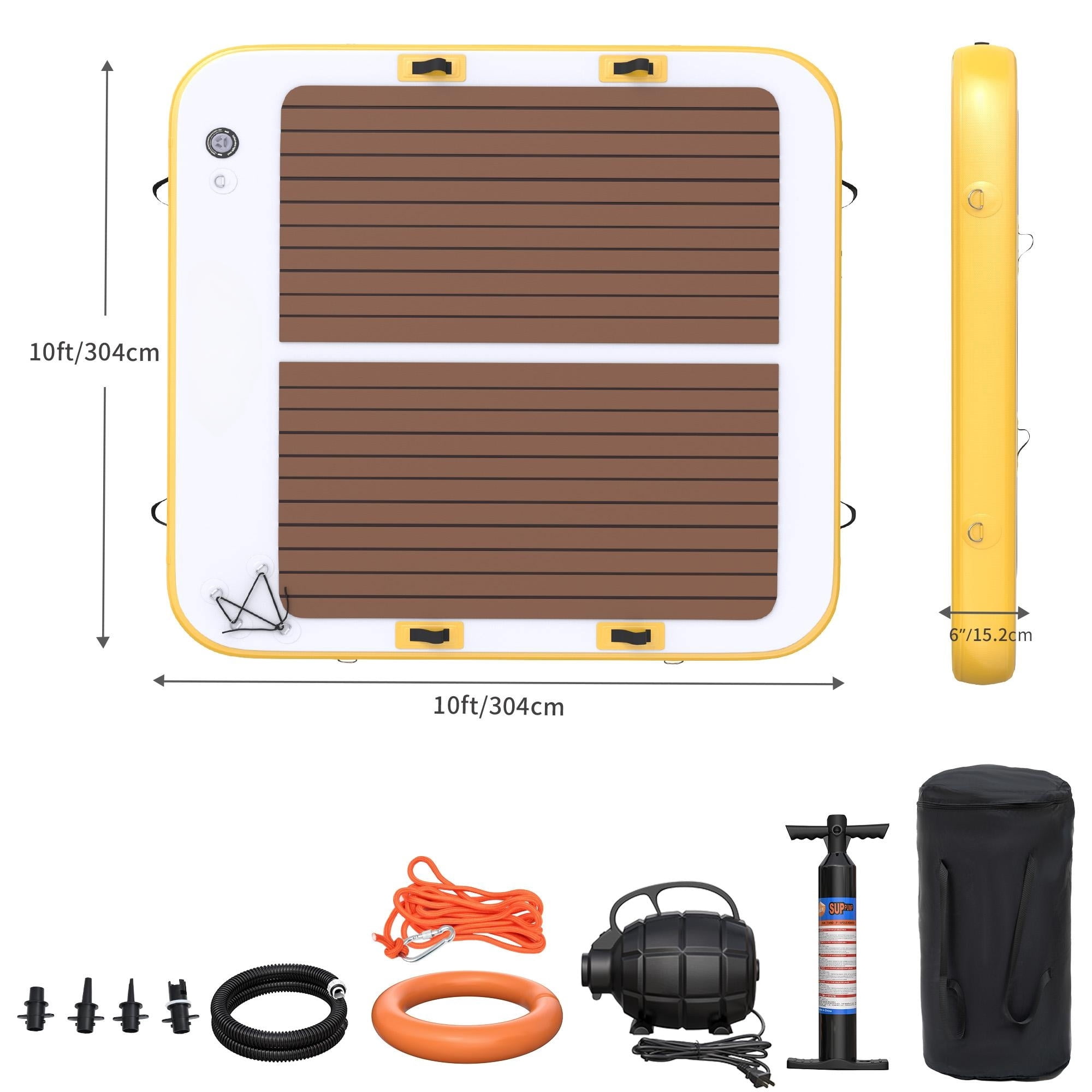 Dextrus Inflatable Dock Platform PVC Floating Dock 10 x 10 ft ,8-10 People Inflatable Dock Platform for Pool Beach Ocean