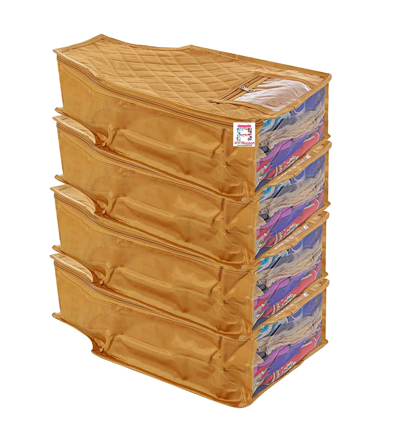 atorakushon 4 Piece Fabric Satin Blouse Cover Clothes Storage Bag Set